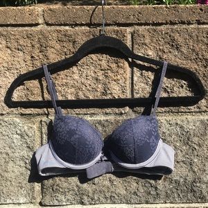 Aerie 32A Ella Gel Push-up Bra in Lacy Blue/Stripe